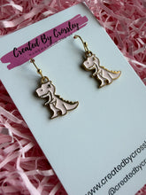 Load image into Gallery viewer, Pink Dinosaur Charm Earrings

