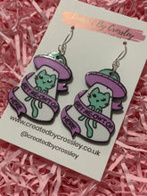 Load image into Gallery viewer, Alien Space Cat Charm Earrings
