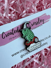 Load image into Gallery viewer, “Off to commit Tom foolery” Funny Frog Pin Badge
