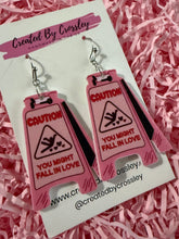 Load image into Gallery viewer, Love Caution Charm Earrings
