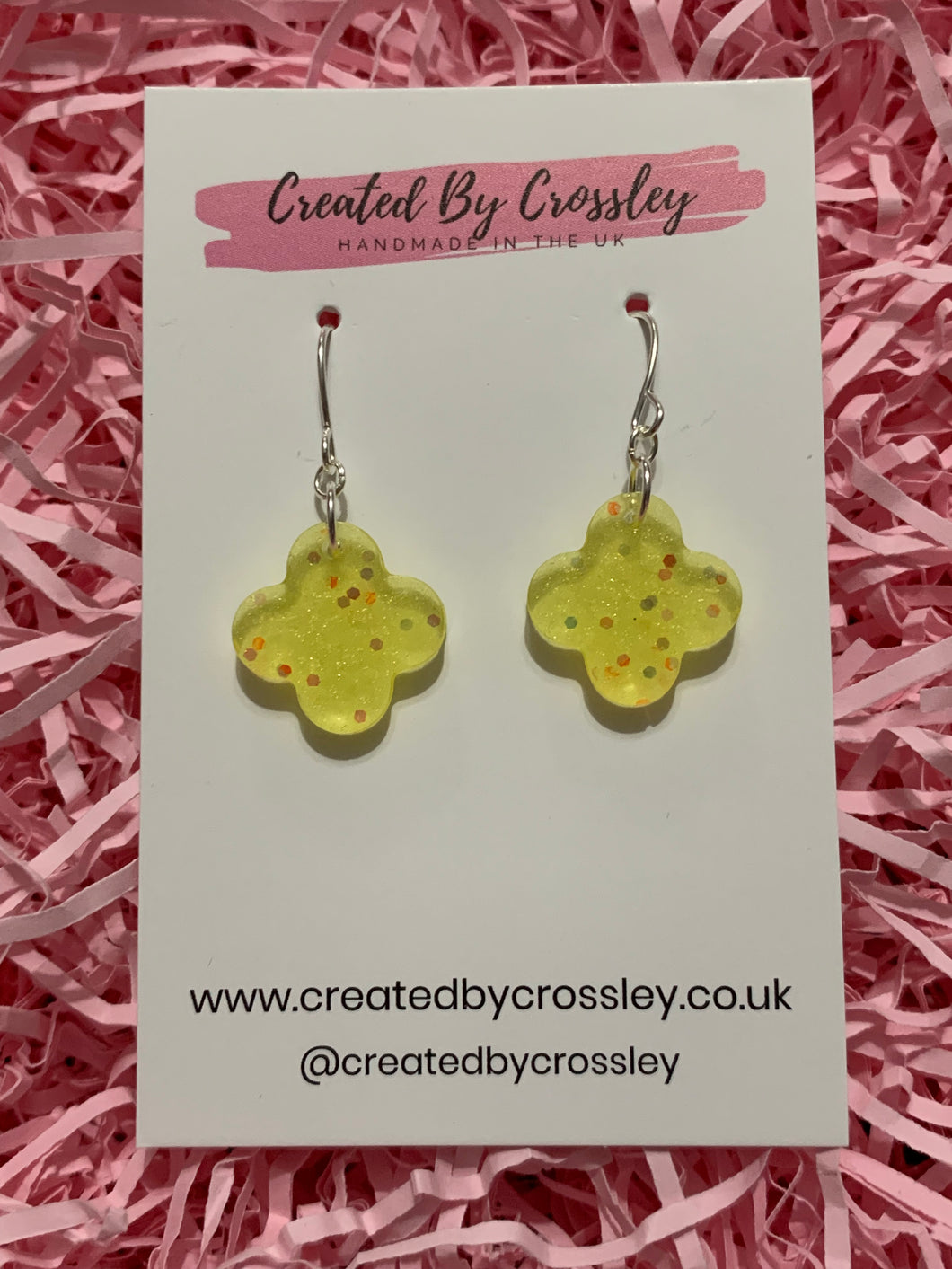 Yellow Glitter Resin Earrings