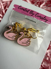 Load image into Gallery viewer, Pink Swan Clip On Earrings
