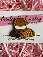 Load image into Gallery viewer, Coffee Croissant Pin Badge
