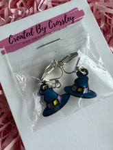 Load image into Gallery viewer, Blue Witch Hat Clip On Earrings
