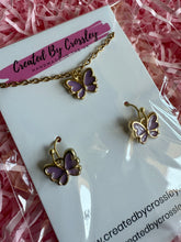 Load image into Gallery viewer, Mini Purple Butterfly Jewellery Set
