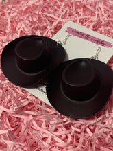 Load image into Gallery viewer, Large Black Cowboy Hat Charm Earrings
