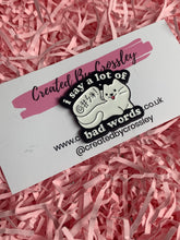 Load image into Gallery viewer, Bad Words Cat Pin Badge
