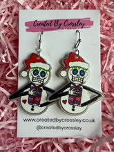 Load image into Gallery viewer, Festive Skeleton Snowman Charm Earrings

