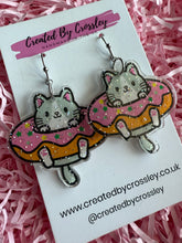 Load image into Gallery viewer, Donut Cat Charm Earrings
