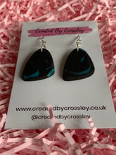 Load image into Gallery viewer, Black Blue Clay Earrings
