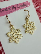Load image into Gallery viewer, White Snowflake Charm Earrings
