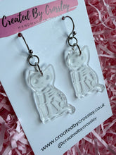 Load image into Gallery viewer, Skeleton Cat Charm Earrings
