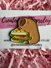 Load image into Gallery viewer, Sandwich Capybara Pin Badge
