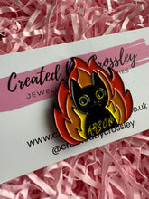 Load image into Gallery viewer, Fire Cat Pin Badge
