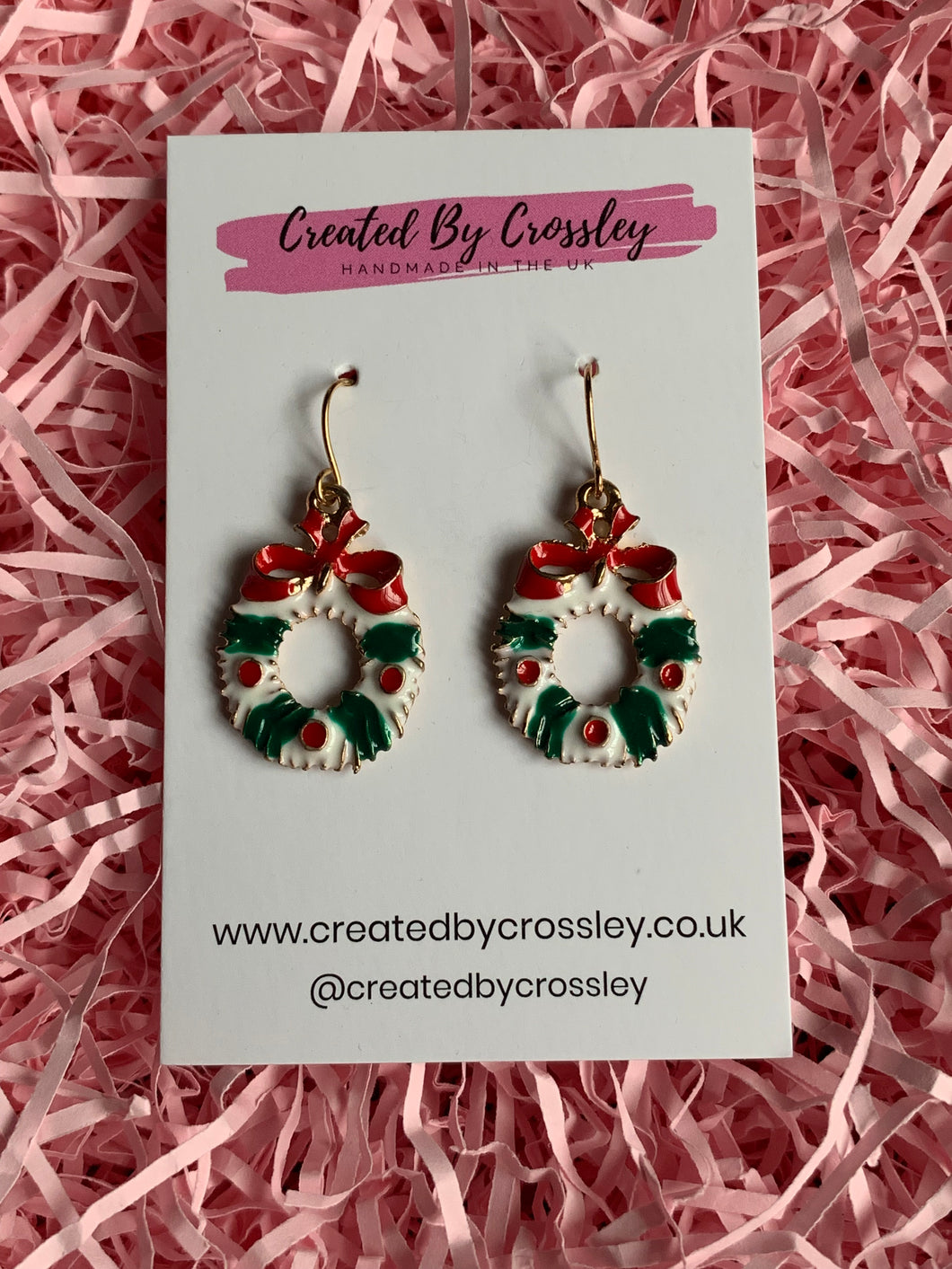 Large Christmas Wreath Charm Earrings