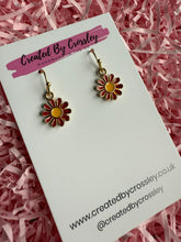 Load image into Gallery viewer, Red Flower Charm Earrings
