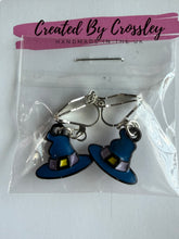Load image into Gallery viewer, Blue Witch Hat Clip On Earrings
