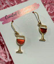 Load image into Gallery viewer, Red Wine Charm Earrings
