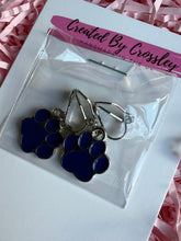 Load image into Gallery viewer, Blue Paw Print Clip On Earrings
