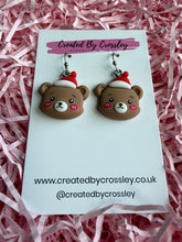 Load image into Gallery viewer, Chunky Festive Bear Charm Earrings
