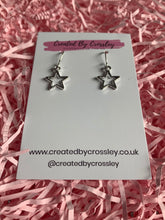 Load image into Gallery viewer, Silver Star Outline Charm Earrings
