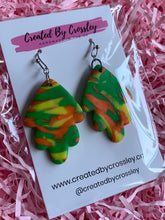 Load image into Gallery viewer, Green Pattern Clay Earrings
