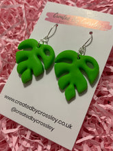 Load image into Gallery viewer, Green Monstera Leaf Clay Earrings
