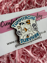 Load image into Gallery viewer, “Tummyache Survivor” Cat Pin Badge
