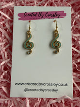Load image into Gallery viewer, Treble Clef Charm Earrings
