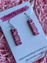 Load image into Gallery viewer, Pink Patterned Rectangle Clay Earrings
