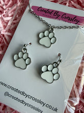Load image into Gallery viewer, White Paw Print Jewellery Set
