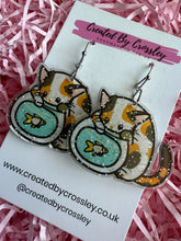 Load image into Gallery viewer, Fishbowl Cat Charm Earrings
