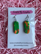 Load image into Gallery viewer, Green Pattern Clay Earrings
