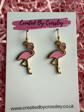 Load image into Gallery viewer, Pink Flamingo Charm Earrings
