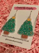 Load image into Gallery viewer, Christmas Tree Doodle Charm Earrings
