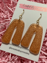 Load image into Gallery viewer, Bronze Shimmer Arch Resin Earrings
