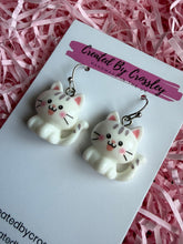 Load image into Gallery viewer, White Cat Charm Earrings

