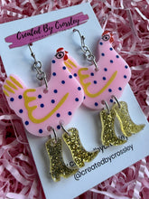 Load image into Gallery viewer, Pink Chicken Charm Earrings
