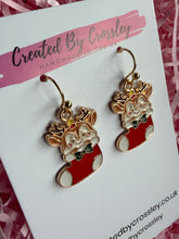 Load image into Gallery viewer, Reindeer Stocking Charm Earrings
