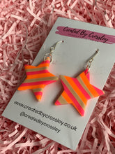 Load image into Gallery viewer, Striped Star Clay Earrings
