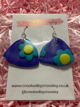 Load image into Gallery viewer, Blue Flower Clay Earrings
