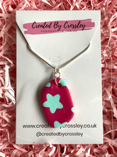 Load image into Gallery viewer, Pink Blue Star Clay Earrings and Necklace
