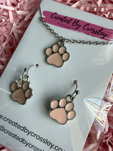 Load image into Gallery viewer, Pink Paw Print Jewellery Set
