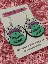 Load image into Gallery viewer, Alien Space Cat Charm Earrings
