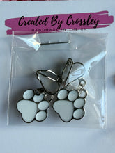 Load image into Gallery viewer, White Paw Print Clip On Earrings
