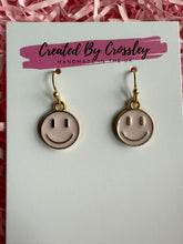 Load image into Gallery viewer, Light Pink Happy Face Charm Earrings
