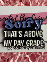 Load image into Gallery viewer, “Sorry that’s above my pay grade” Pin Badge
