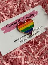 Load image into Gallery viewer, Rainbow Flag Heart Pin Badge
