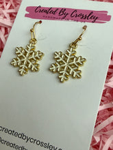 Load image into Gallery viewer, White Snowflake Charm Earrings
