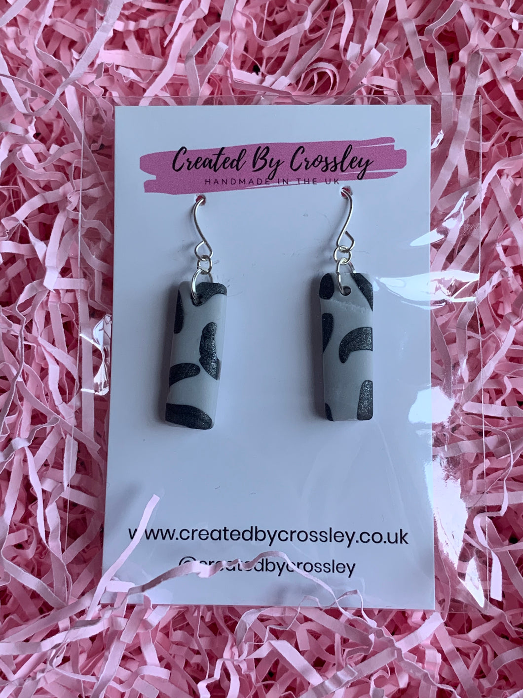 Grey Pattern Clay Earrings